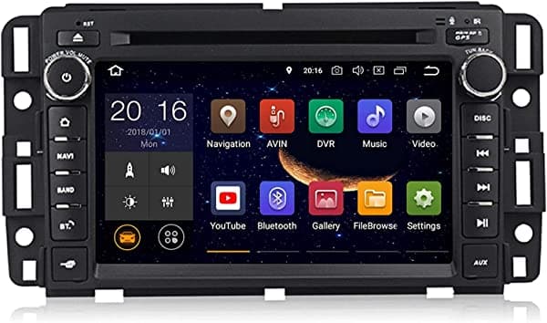 MekedeTech Android 10.0 - Radio de coche de 7 pulgadas, doble DIN pantalla táctil, reproductor de DVD para GMC Chevy Silverado 1500 2012 en Dash Navigation Quad Core en Dash Touchscreen FM/AM Radio Head Unit