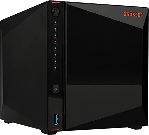 Asustor AS5304T 4 Bay NAS, 1.5GHz Quad-Core, 2 puertos de 2.5GbE, 4GB RAM DDR4, almacenamiento conectado a red de juegos, nube privada personal (sin disco)