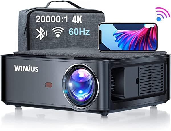 Proyector Wimius Upgrade 5G Wifi Bluetooth Proyector Nativo 1920X1080 60Hz Proyector Para Exteriores 4K Compatible Con Keystone 4P/4D Pantalla De Zoom De 500 Pulgadas Ppt Funciona Con Fire Tv Stick Pc Dvd Ps5 Teléfonos Inteligentes (20000H)