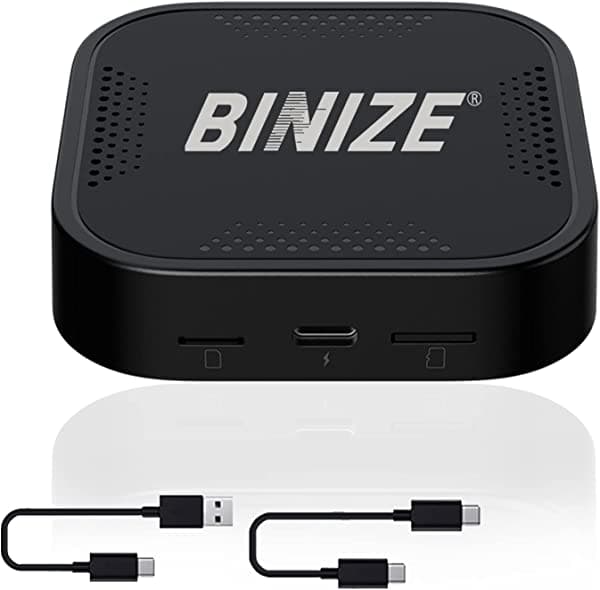 Binize Caja de video multimedia inalámbrica CarPlay Android AUTO 4G celular, 4 GB + 64 GB, 8 núcleos, sistema Android 9.0, navegación integrada, compatible con tarjeta SIM y TF Bluetooth solo compatible con auto con CarPlay con cable OEM