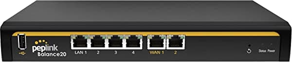 Peplink Balance 20 Router Dual-WAN Negro (BPL-021) - Enrutador de Alta Capacidad Dual WAN para Redes Estables