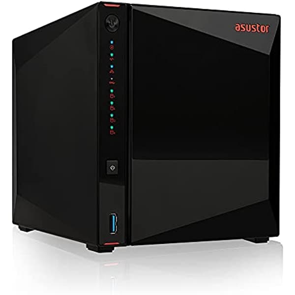 Asustor AS5304T - NAS de 4 bahías, Intel Celeron Quad-Core, 2 puertos de 2.5 GbE, 4 GB de RAM DDR4, almacenamiento conectado a red de juegos, nube privada personal (sin disco) 90IX0181-BW3S10