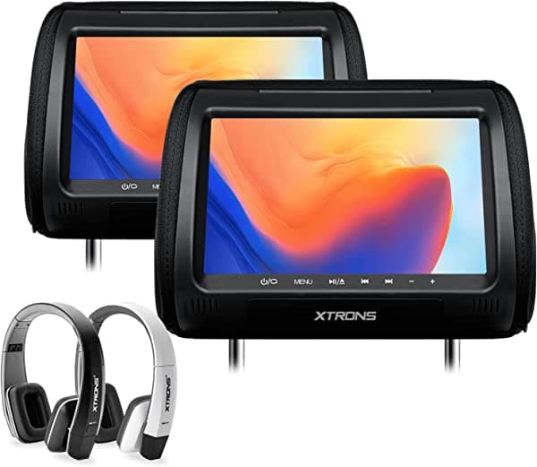 XTRONS HD928THD Black Pantallas 2x9" Apoya Cabeza DVD HD Ajustables 1080P Juegos HDMI Auriculares IR Incluidos Auto Digital