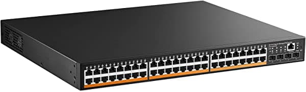 MokerLink Switch gestionado Gigabit PoE de 48 puertos, SFP de 4 x 1G, IEEE802.3af/at/BT 600W, VLAN/Qos/PoE/Security Web/Cli L2