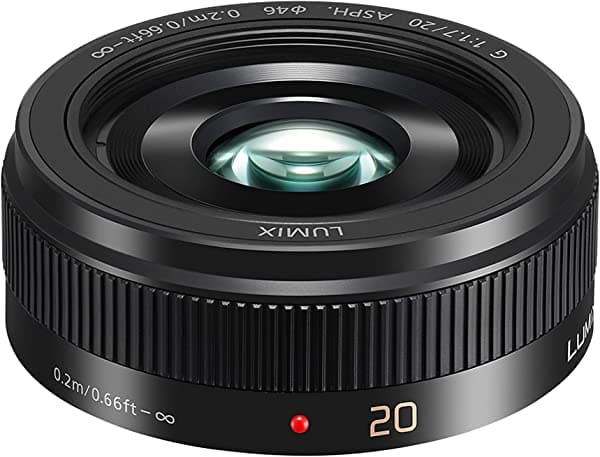 Panasonic 20 mm compacto y ligero con lentes intercambiables digital para Lumix G, color negro H-H020AE-K