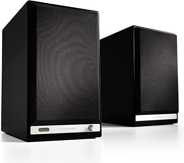 Audioengine Altavoces estéreo HD6 de 150 W con alimentación | Sistema de música en casa con Bluetooth aptX HD, audio AUX, óptico, RCA, DAC de 24 bits (negro) HD6-BLK (230V)