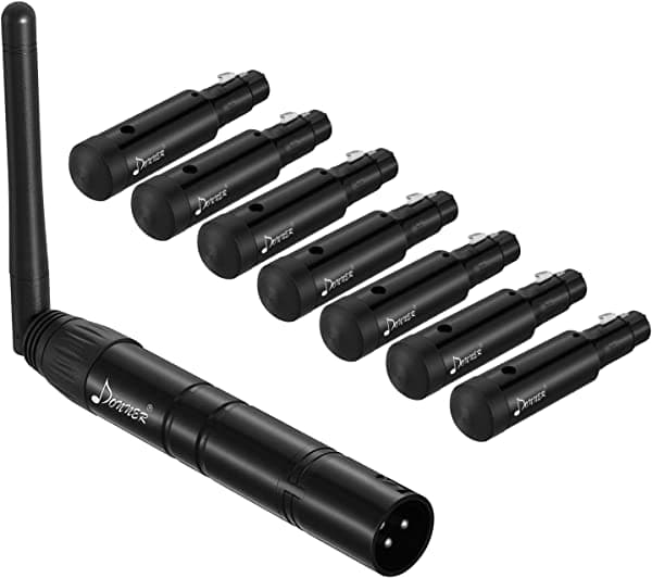 Donner Receptor De Transmisor Inalámbrico Dmx512 Dj 2.4G Dmx Controlador Inalámbrico 7 Receptores Con Batería Integrada Y 1 Transmisor Control De Iluminación De Escenario 8 Unidades Negro EC803+EC956X7