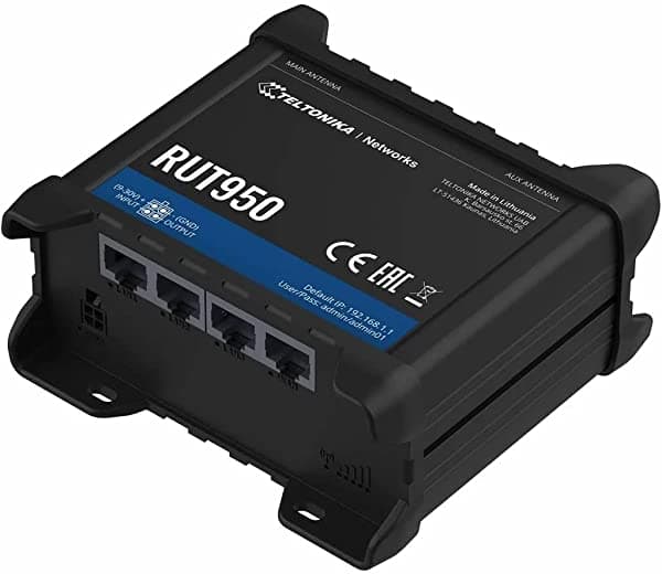 Teltonika RUT950J02400 Modelo RUT950 LTE 4G Router para AT&T y T-Mobile; interruptor automático a conexión de respaldo disponible; punto de acceso inalámbrico con funcionalidad de punto de acceso