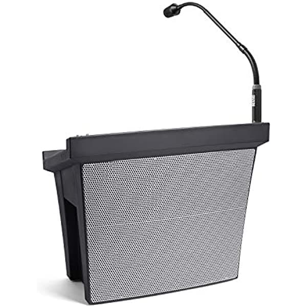 Alto Profesional Presenter PA - Sistema PA portátil con altavoz PA de 100 W, batería recargable integrada, conectividad Bluetooth y formato de estilo podio