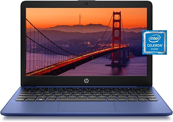 HP Transmite portátil de 11 pulgadas, Intel Celeron N4020, Intel UHD Graphics 600, 4 GB de RAM, 64 GB de SSD, Windows 11 Home en modo S (11-ak0030nr, azul real)