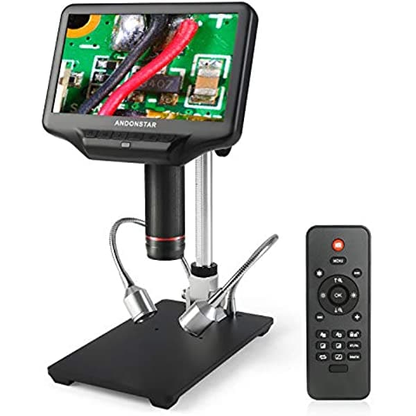 Andonstar Ad407 - Microscopio Digital De Soldadura Hdmi 3D Con 4Mp Uhd Y Pantalla Lcd Ajustable De 7 Pulgadas Microscopios De Video Electrónicos Usb Para Reparación De Teléfonos Placa De Circuito Smt Smd Diy