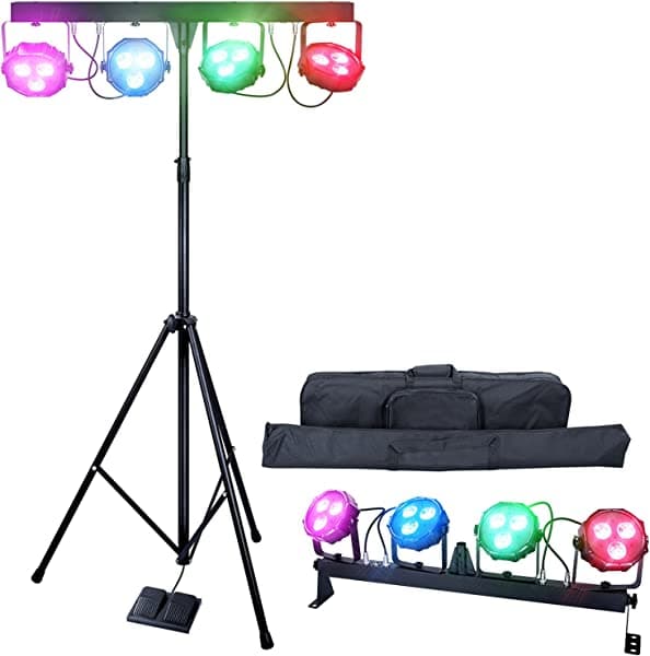DragonX 4 - Barra móvil de 4 luces LED. Paquete de iluminación LED. Sistema de iluminación de escenario/DJ. Juego de barra de luces que se activan con el sonido ‎DJ-Lighting.4Bar