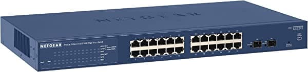 NETGEAR Switch inteligente Gigabit Ethernet de 26 puertos (GS724Tv4) - Administrado, con 24 x 1G, 2 x 1G SFP, montaje en escritorio o bastidor, y garantía limitada de por vida GS724T-400NAS