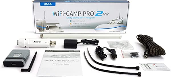 ALFA Network WiFi CampPro 2v2 (versión 2) Kit universal de extensor de alcance WiFi/Internet para caravana, barco, RV