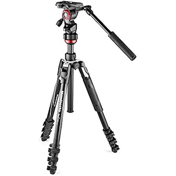 Manfrotto Befree Travel, peso ligero, sistema de arrastre de fluido, trípode de video profesional, negro (MVKBFRL-LIVEUS)