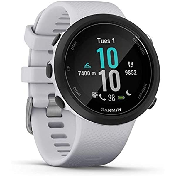 Garmin Swim 2, Reloj Inteligente GPS para Natación en Piscina y Aguas Abiertas, Frecuencia Cardíaca Subacuática, Registra Distancia, Ritmo, Conteo y Tipo de Brazada, Blanco 010-02247-11