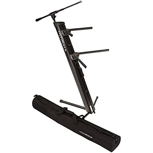 Ultimate Support AX-48 Pro Plus - Soporte Teclado Portátil de Dos Niveles (Negro), Con Accesorio Boom, Ulti-Boom Pro-TB y Funda