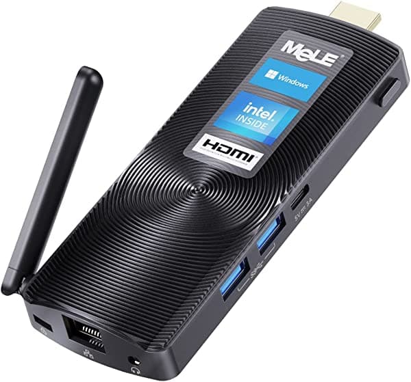MeLE PCG02 Mini PC Stick sin ventilador Windows 11 Pro Celeron J4125 8 GB 256 GB Micro escritorio de computadora pequeña compatible con HDMI 4K 60 Hz Gigabit Ethernet Wi-Fi Trabajo en Negocios Industrial Oficina Media Video