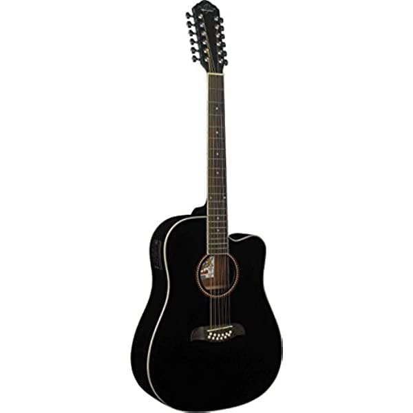 Oscar Schmidt OD312CEB-A-U - Guitarra electroacustica de 12 cuerdas, color negro
