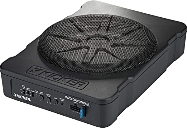 KICKER 46HS10 - Caja de audio para automóvil compacto de 10 pulgadas con alimentación delgada de 300 W