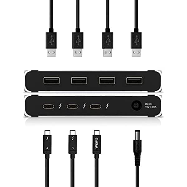 CalDigit Thunderbolt 4 Element Hub - Hub universal multipuerto, 4 puertos Thunderbolt 4/USB4, 4 puertos USB 3.2 Gen2 de 10 Gb/s, pantalla única de hasta 8 K o pantallas duales 4K 60 Hz, carga de 60 W con cable de 2.6 ft 500933