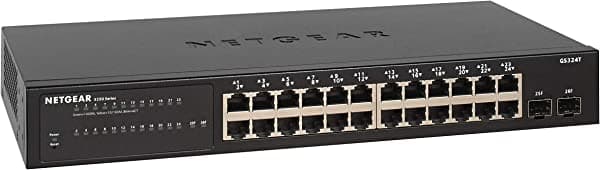 NETGEAR - Conmutador de 8 puertos Gigabit, interruptor Ethernet profesional inteligente, Negro GS324T-100NAS
