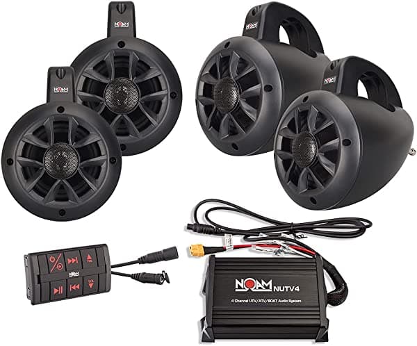 NOAM NUTV4 QUAD. 4 canales, para aplicaciones marítimas, con Bluetooth, ATV/Carrito de golf/Sistema de altavoces estéreo UTV. ‎f-382