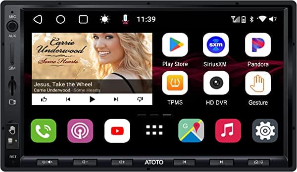 ATOTO Estereo para auto S8 Ultra doble DIN, navegacion Android en el tablero de 7 pulgadas, CarPlay inalambrico y Android Auto, BT dual con aptX HD, control por gestos, VSV y LRV, modem celular 4G integrado, 4G+64G, S8G2A78UL-N ‎S8G2ACB-10US