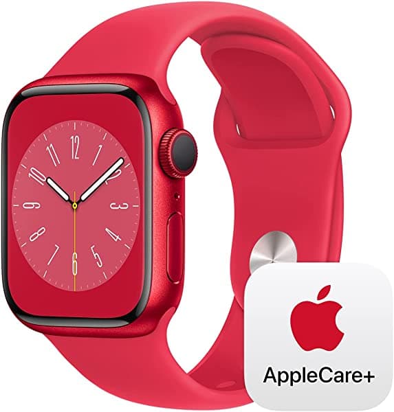 Apple Watch Series 8 - Carcasa de aluminio Starlight con GPS de 1.614 in con correa deportiva Starlight - S/M con AppleCare+ (2 años)
