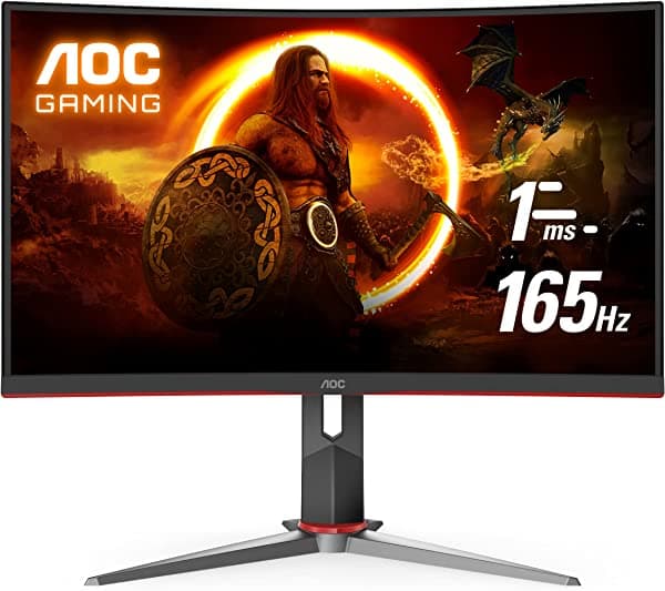 AOC C32G2 Monitor Curvo 32" Gaming FHD 1500R VA 1ms 165Hz FreeSync Altura Ajustable 3 Años Garantía Pixel Negro