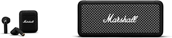 Marshall Minor III Auriculares Inalámbricos y Emberton Parlante Bluetooth Portátil - Negro