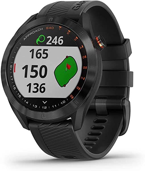 Garmin Approach S40, elegante reloj inteligente GPS de golf, ligero con pantalla táctil, color negro 010-02140-01