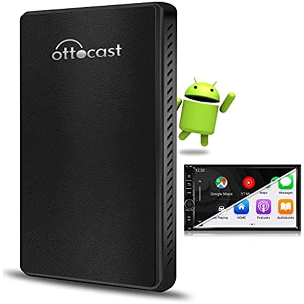 OTTOCAST CarPlay AI Box Caja de video multimedia Android 9.0 4+64G, compatible con Android inalámbrico CarPlay YouTube Netflix pantalla dividida Plug & Play Bulit-in GPS 5G WiFi, solo para automóviles CarPlay con cable OEM U2-PLUS