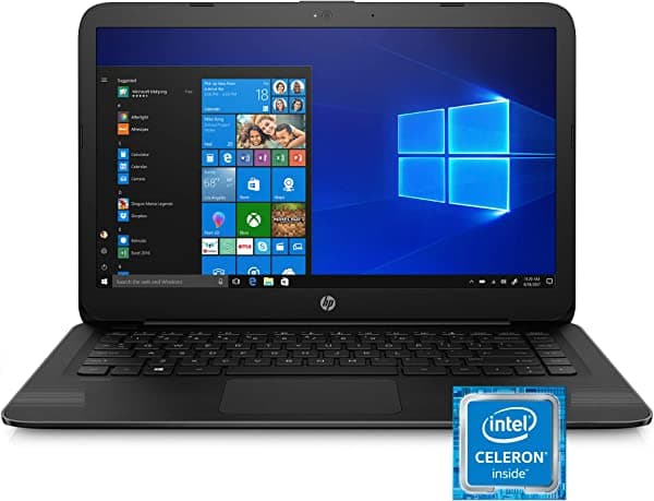 HP Stream - Computadora portátil de 14 pulgadas, Intel Celeron N4000, 4 GB de RAM, 64 GB eMMC, Windows 10 Home in S Mode (14-cb159nr, Jet Black) 8MB46UA#ABA