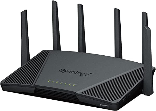 Synology RT6600ax - Router Wi-Fi de tres bandas 4x4 de 160 MHz, Ethernet de 2.5 Gbps, segmentación VLAN, múltiples SSID, controles parentales, prevención de amenazas, VPN (versión de EE. UU.)