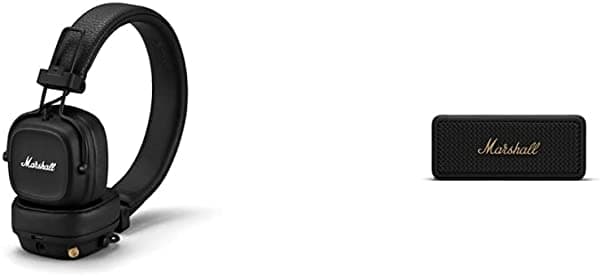 Marshall Major IV Auriculares Bluetooth intraurales, altavoz portátil Bluetooth negro y Emberton, negro y latón