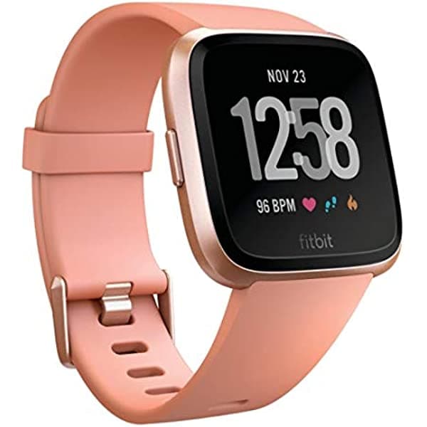 Fitbit Versa - Reloj inteligente, melocotón/aluminio oro rosa, talla única (bandas S y L incluidas) FB504RGPK