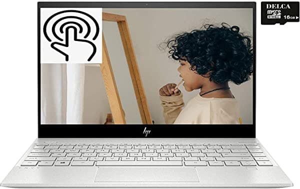 HP Envy 13 2020 Premium Laptop Computer I 13.3" 4K UHD IPS Touchscreen I 10th Gen Intel Quad-Core i7-1065G7 I 8GB DDR4 512GB PCIe SSD I Backlit KB WiFi Webcam Win 10 + Delca 16GB Micro SD Card