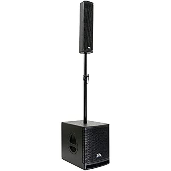 Seismic Audio - Apex-10S - Sistema de Sonido PA en Columna Amplificado 700 Watts - Subwoofer de 10" y Altavoz Satélite, Bluetooth y DSP