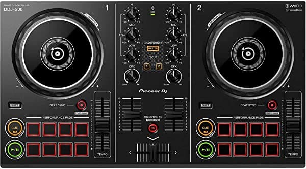Pioneer DJ DDJ-200 Controlador de DJ de 2 Canales para Rekordbox - Portátil y Versátil para Principiantes