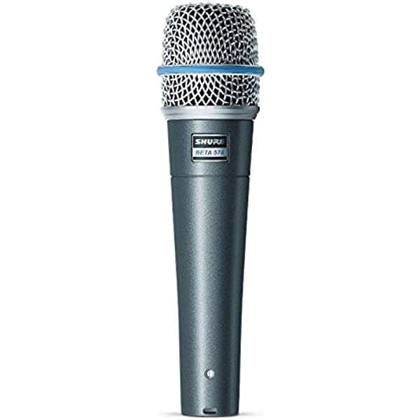 Shure BETA 57A Micrófono para Instrumentos - Micrófono Dinámico Supercardioide para Aplicaciones Vocales e Instrumentales con Elemento de Neodimio de Alta Salida, Parrilla de Acero Resistente y Montura Antichoque.