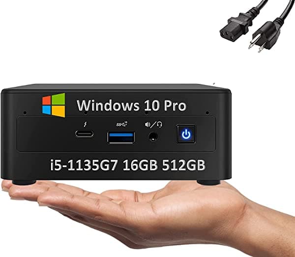 Kit de rendimiento Intel NUC 11 Pro 2022 NUC11PAHi5 (4-Core i5-1135G7, 16GB RAM, 512GB SSD, Iris XE Graphics) Mini Business Gaming PC de escritorio, 2 x Thunderbolt 3, Wi-Fi, cable IST, Windows 10 Pro