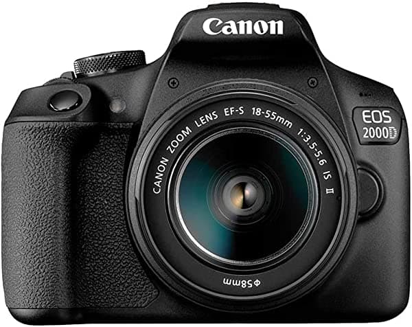 Canon Cámara réflex digital EOS 2000D y lente EF-S de 0.709-2.165 in f/3.5-5.6 IS II, color negro