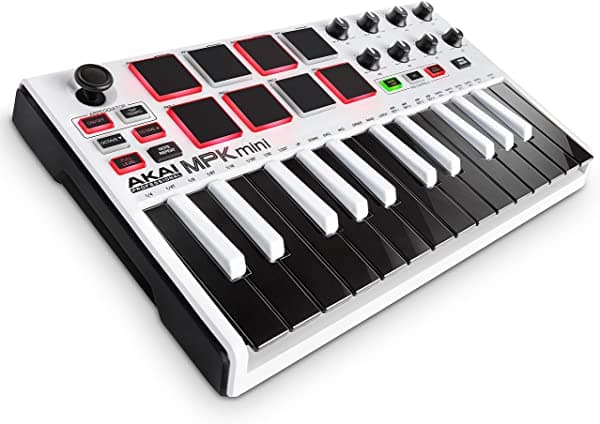 Akai Professional MPK Mini MKII | Teclado Controlador MIDI USB de 25 Teclas con 8 Pads de Batería y Paquete de Software Profesional Incluido - Edición Limitada en Acabado Blanco MPKMINI2WHITE