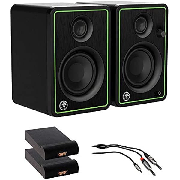 Mackie CR3-X Monitores de Estudio 3" (Par) con 2 Pads de Aislamiento Pequeños y Cable REAN Estéreo de 3'