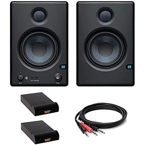 PreSonus ERIS BT 4.5 - Monitores de medios Bluetooth (par) con 2 almohadillas de aislamiento (pequeño) y 3.3 ft estéreo macho en Y