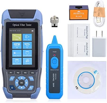 Cruiser Mini-Pro OTDR Probador de Fibra Óptica 1310/1550nm SM Multifunción con Caja de Lanzamiento OTDR, Reflectómetro de Dominio Temporal y Detector de Obstáculos en Cable, con Pruebas OPM, OLS, RJ45, VFL y Rango de 5m-60Km