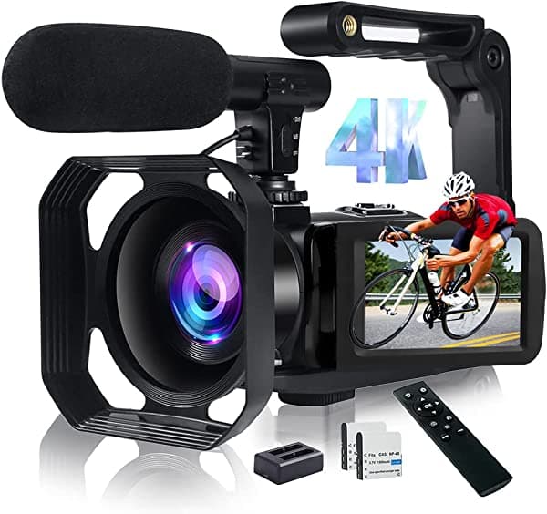 Shimshon Cámara de vídeo 4K videocámara de 48 MP cámara de video con zoom digital Wi-Fi 18X cámara de YouTube con micrófono, pantalla táctil 3~'~' y control remoto