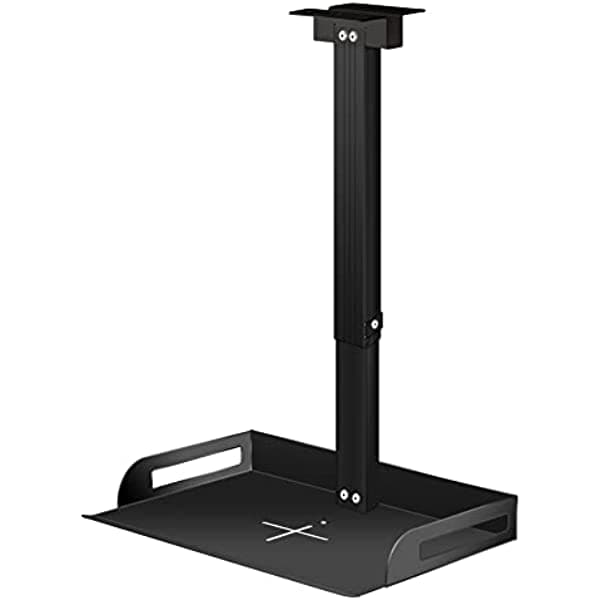 UineHiot Soporte universal de techo para proyector con bandeja para proyector/cámara, acero al carbono superior y resistente, capacidad de carga de 33 libras, soporte universal, altura ajustable de 11.4 a 22 pulgadas, enrutamiento de cables en tubo