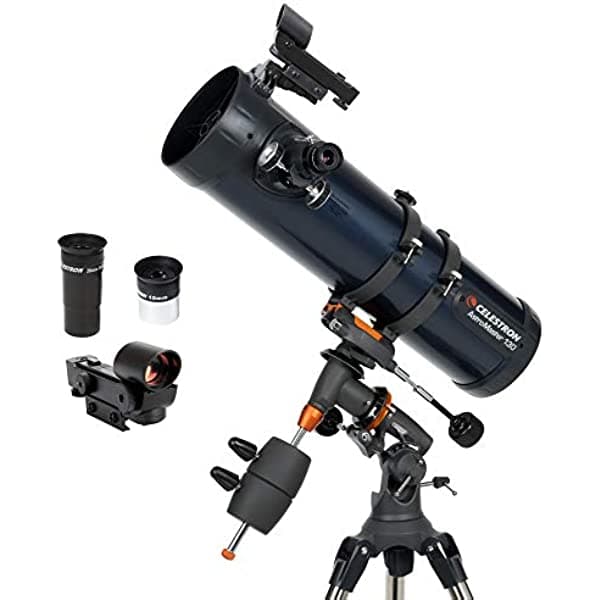 Celestron AstroMaster 130EQ Telescopio Reflector para Principiantes - Óptica de Vidrio Recubierta - Tripié Ajustable - Software de Astronomía Incluido 31045